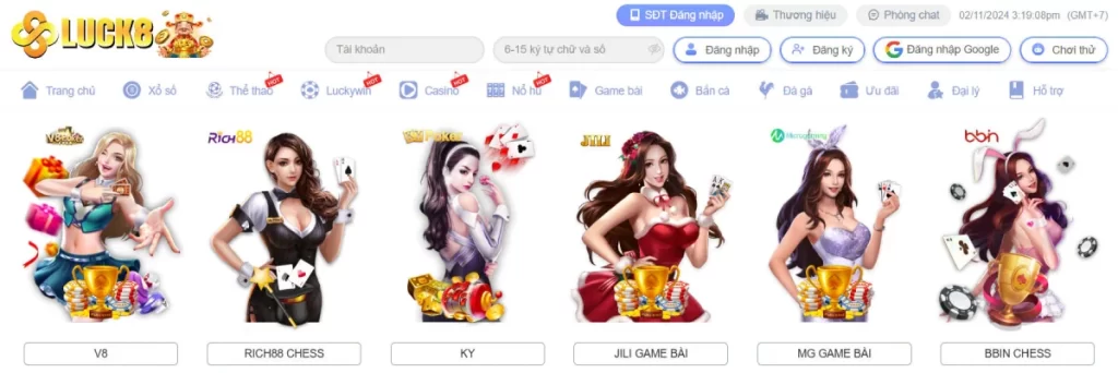 đa dạng game bài tại nhà cái luck8